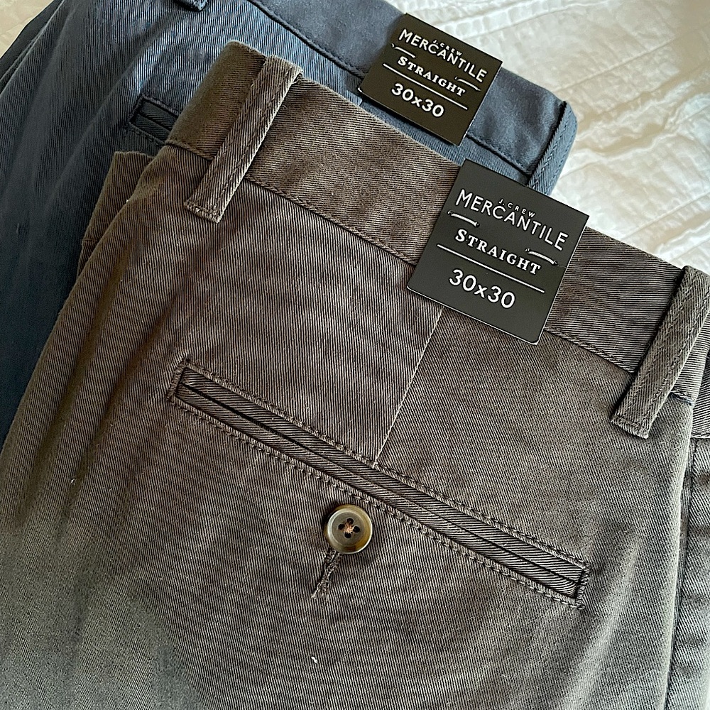 NWT men’s J Crew mercantile khaki pants 2 pair